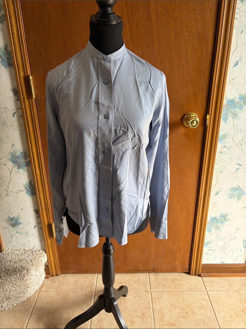 Helmut Lang Light Blue Band-Collar Button-Down Shirt